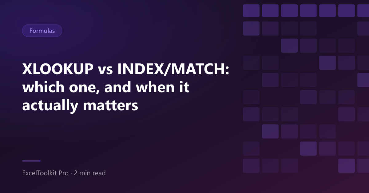 Side-by-side comparison of an XLOOKUP formula and the equivalent INDEX MATCH formula